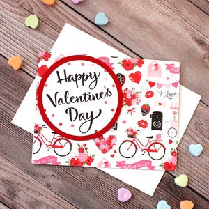 Valentijnsdagkaart l Roze Wit Rood l Snoepbloemen Harten l Uniek l Gratis verzending in de VS