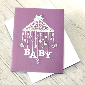 Carte bébé violet blanc argent l Mobile bébé l Intérieur vierge l Livraison gratuite aux États-Unis