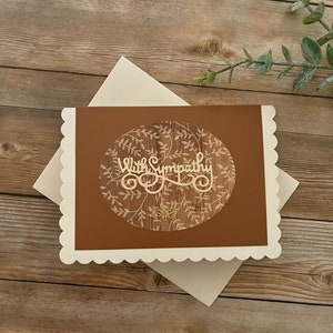 Carte de condoléances l Condoléances l Floral l marron beige doré l intérieur vierge l livraison gratuite aux États-Unis