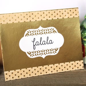 Christmas Card l Fa la la  l Gold Polka Dot Card l Blank Inside l One of a Kind lFree US Shipping
