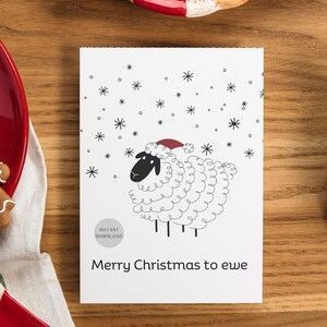 Buon Natale a Ewe l Gioco di parole sulla pecora l Biglietto 5x7 l Download immediato JPG/PNG/PDF l Stampa a casa l File busta incluso Spedizione gratuita per ordini superiori a 35