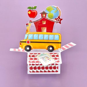 3D Box Pop Up Schulkarte l Erster Schultag l Lehrer Dankeschön l Geschenkkartenhalter l Falten flach für den Versand l Kostenloser Versand in die USA