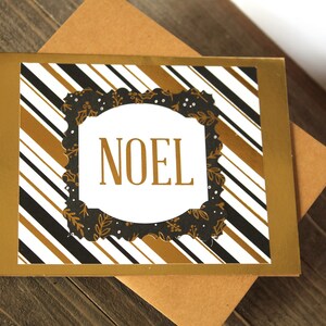 Carte de Noël l Noël l rayures dorées et noires l intérieur vierge l unique en son genre l livraison gratuite aux États-Unis