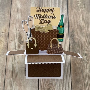 3D Box Pop Up Muttertagskarte l Handtasche und Lux Lover l Stilvolle Mama Muttertagskarte