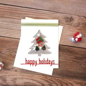 3D Schüttelkarte l Frohe Feiertage l Tannenbaum Geschenk Schneemann Schneeflocken l Grün Beige Rot l Einzigartig l Einzigartig l Kostenloser Versand in die USA