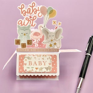 3D Box Pop Up Baby Girl Karte Babyparty l Herzlichen Glückwunsch Erwartet l Kostenloser Versand in die USA