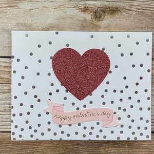 Biglietto di San Valentino l Cuore rosa glitterato l Pois argentati l Striscione di San Valentino l Pezzo unico l Spedizione gratuita negli Stati Uniti