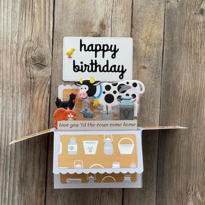 Tarjeta de cumpleaños de granja desplegable en caja 3D | Tema de granja campestre | Feliz cumpleaños | Tarjeta de felicitación de granero hecha a mano