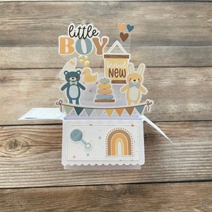 Boîte 3D, carte pop-up pour bébé garçon l Thème bohème moderne pour chambre d'enfant l Jeu de couleurs bohème l Jouets l Livraison gratuite aux États-Unis
