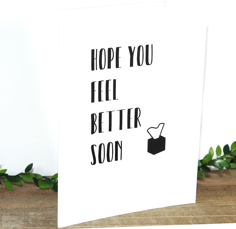 Get Well Card Free US Shipping Black and White Tissue Box Blank Inside Modern Font