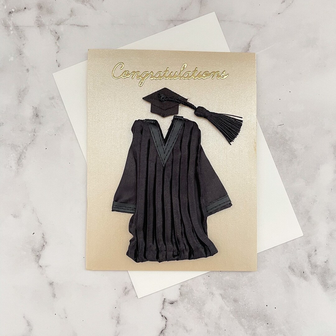 Graduation Card Congrats Fabric Cap and Gown Champagne - Etsy