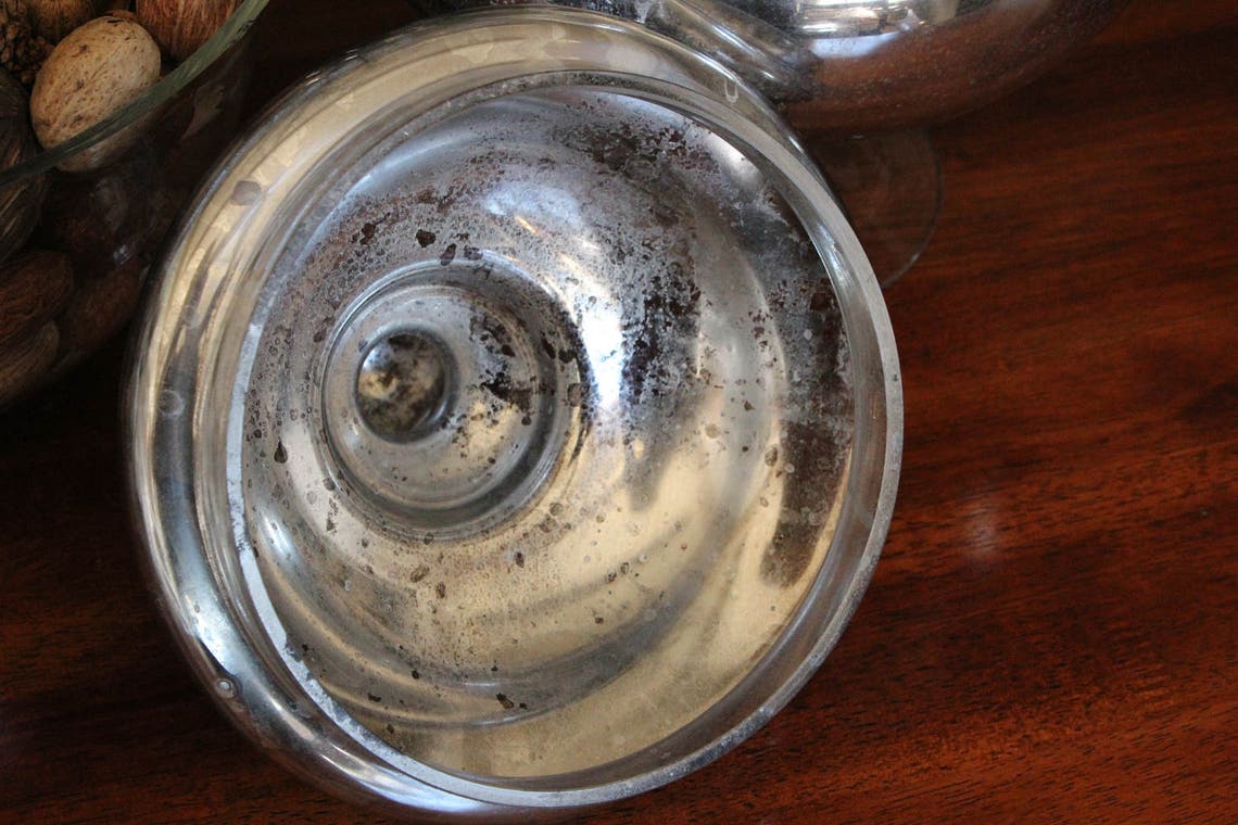 Large Hand Antiqued Mercury Glass Apothecary Jar 15 H X Etsy