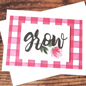 Cartão de formatura l Grow l Xadrez l Floral l Em branco por dentro l Frete grátis nos EUA