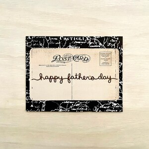 Father's Day Card l Happy Father's Day l Gold Brown White l Map Background l Vintage Postcard l Blank Inside l Free US Shipping