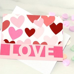Valentinstag Karte l Pink und Rote Herzen l Love Cutout l Einzigartig l Einzigartig l Kostenloser US Versand