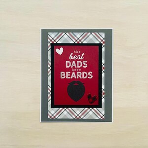 Vaderdagkaart l Plaid l Beste vader met baard l Rood wit zwart grijs l Rustiek land l Blanco binnenkant l Gratis verzending in de VS