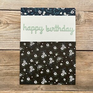 Verjaardagskaart l Fijne verjaardag l Blauw lichtblauw wit l Bloemen bloemen l Blanco binnenkant l Gratis verzending in de VS