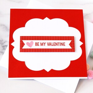 Carte de Saint-Valentin l Rose rouge blanc l Be My Valentine l Cœur l Unique l Pièce unique l Livraison gratuite aux États-Unis