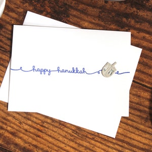 Carte Hanoukka l Dreidel l Bleu et blanc l Paillettes l Intérieur vierge l Unique l Livraison gratuite