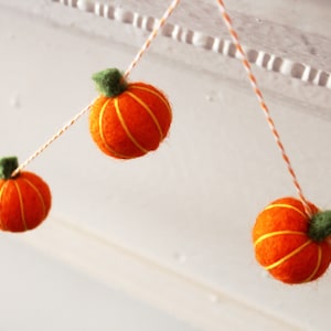 Felt Tiny Pumpkin Garland, 5 feet, Halloween Fall Thanksgiving, Orange Yellow Green, Home Decor