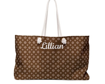 Personalized Stylish Patterned Weekender Bag, Custom Tote Bag,  Print Bag, Gift for Her, Beach Bag