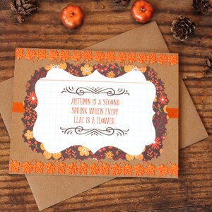 Happy Autumn Card l Geel Oranje Rood Wit Bruin l Bladeren l Blanco binnenkant l Gratis verzending in de VS