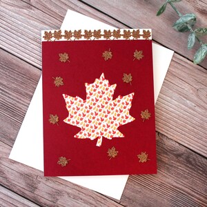 Tarjeta de notas l Hojas de otoño l Rojo, marrón y amarillo l Interior en blanco l Envío gratuito a EE. UU.