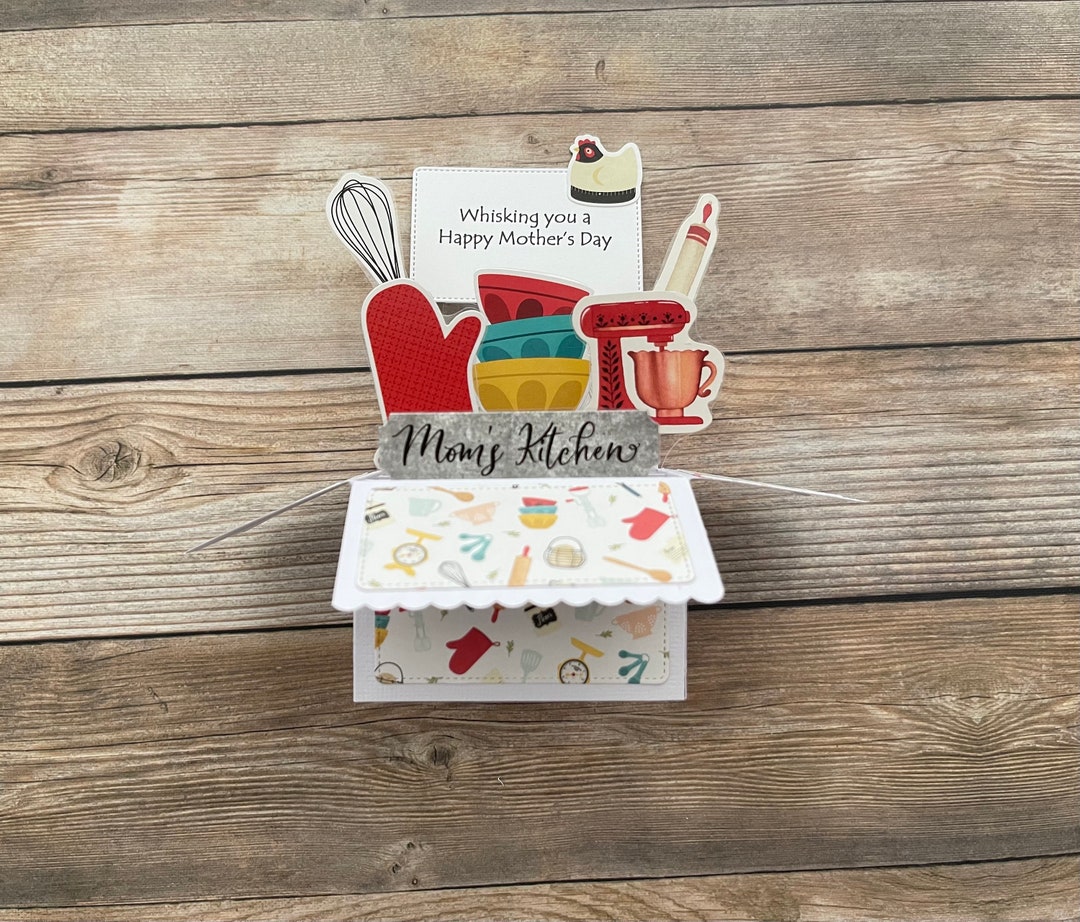 3D Box Mother's Day Pop up Card, Baking Theme, Pastry Maker, Mom Who