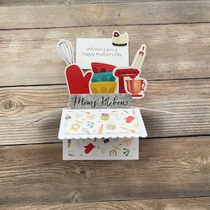 Cartão pop-up para o Dia das Mães em caixa 3D, tema de confeitaria, confeiteiro, mãe que confeita, feliz dia das mães, dobra para envio pelo correio, frete grátis para os EUA