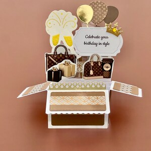 3D Box Pop Up Geburtstagskarte Schicke Handtasche und Schuhliebhaber l Shopaholic Geburtstagskarte