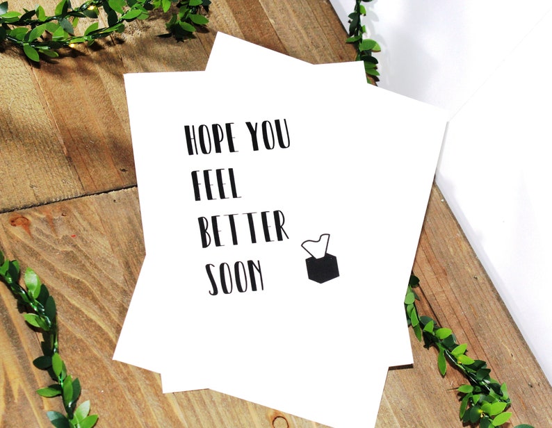 Get Well Card Free US Shipping Black and White Tissue Box Blank Inside Modern Font