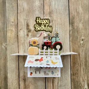 3D Box Pop-Up Geburtstagskarte Bauernhof l Alles Gute zum Geburtstag l Handgemachte Geburtstagskarte l