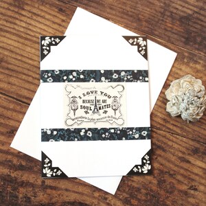 Valentinstag Karte l Vintage Retro l Ich liebe dich l Französisch Pariser Thema l Floral l Blau Weiß Schwarz l Innen blanko