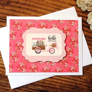 Tarjeta de notas l Apoyo de ánimo l Floral l Hola sol l Floristería de bicicletas l Interior en blanco l Envío gratuito a EE. UU.