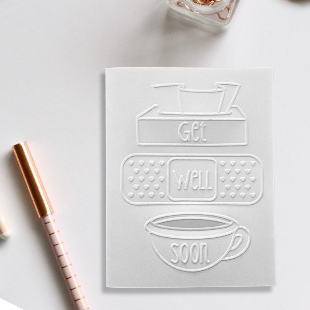 Hand Embossed Get Well Card L Tissue Box L Bandage L Mug L White L ...