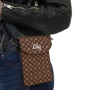 Cartera pequeña para teléfono móvil de piel vegana con estampado chic personalizable | Cartera personalizada para teléfono móvil | Bolso bandolera pequeño para teléfono