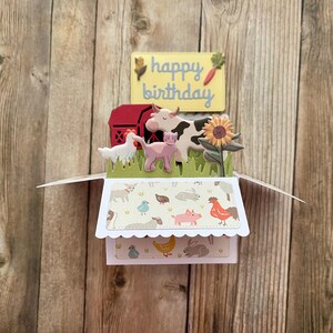 3D Box Pop-Up Geburtstagskarte Bauernhof l Alles Gute zum Geburtstag l Handgemachte Geburtstagskarte l