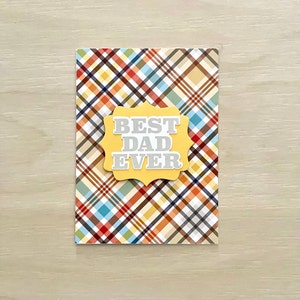 Vaderdagkaart l Beste vader ooit l Gele witte plaid l Helder l Leuk l Blanco binnenkant l Gratis verzending in de VS l Uniek