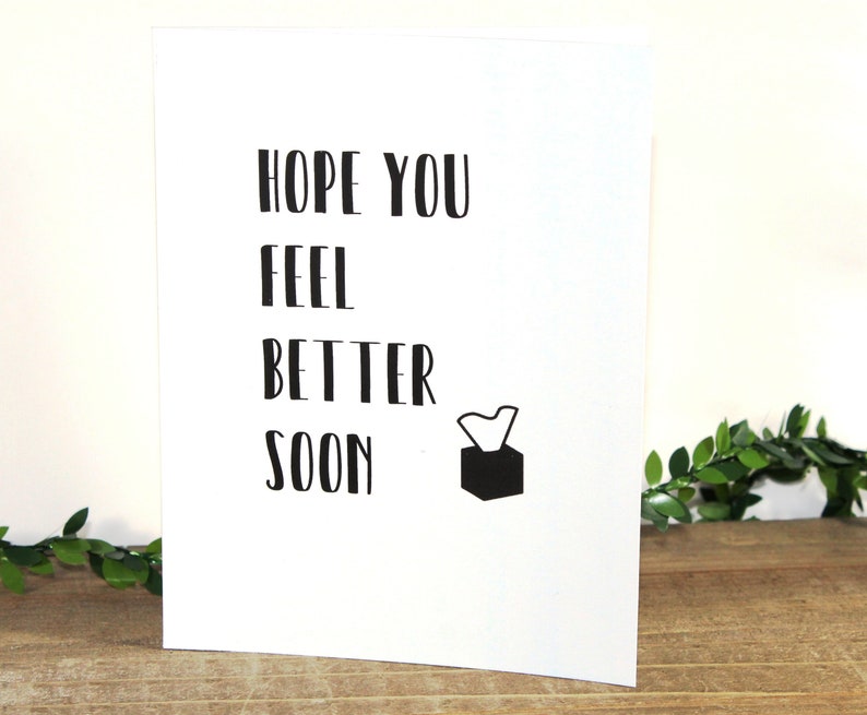 Get Well Card Free US Shipping Black and White Tissue Box Blank Inside Modern Font