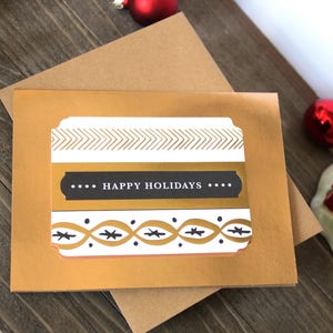 Carte de Noël l Joyeuses fêtes l Carte dorée l Intérieur vierge l Unique l Pièce unique l Livraison gratuite aux États-Unis