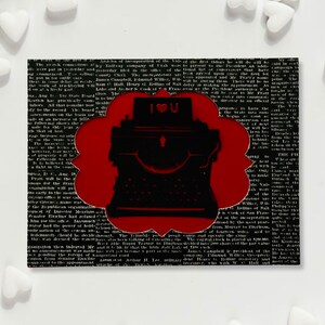 Valentijnsdagkaart l Schrijfmachine l Krantenpapier l I Hart U l Rood Wit Zwart l Uniek l Gratis verzending in de VS