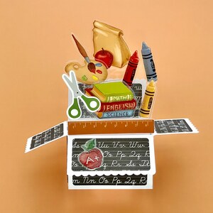 3D Box Pop Up Zurück zu Schulkarte Karte für Zurück zu Schule l Falten flach für den Versand