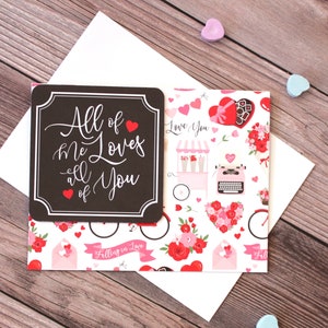 Valentijnsdagkaart l All of Me Love All of You l Roze wit rood zwart l Bloemen bloemen l Uniek l Gratis verzending in de VS