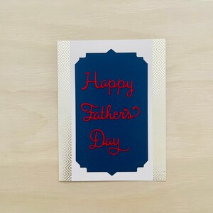 Vaderdagkaart l Blauw Wit Goud Rood l Fijne Vaderdag l 5 x 7 l Envelop inbegrepen l Blanco binnenkant l Gratis verzending in de VS l