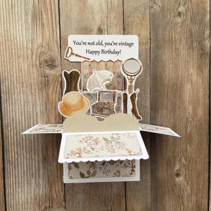 3D Box Pop-Up Vintage Geburtstagskarte l Du bist nicht alt, du bist Vintage l Antike Liebhaber Geburtstagskarte l Meilenstein Geburtstag