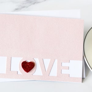 Carte de Saint-Valentin l Paillettes roses l Amour découpé l Cœur rouge l Unique l Pièce unique l Livraison gratuite aux États-Unis