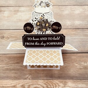 3D Box Pop Up Hochzeitskarte l Gold Weiß Schwarz l Zum Haben und Halten l Kuchen Bouquet l Faltbar zum Versenden l Kostenloser US Versand