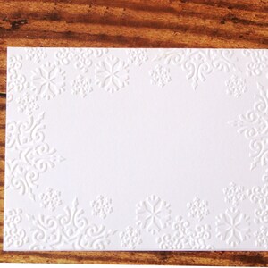 Juego de 5 o 10 tarjetas navideñas o festivas en relieve l Borde de copo de nieve l Interior en blanco l Envío gratuito a EE. UU.