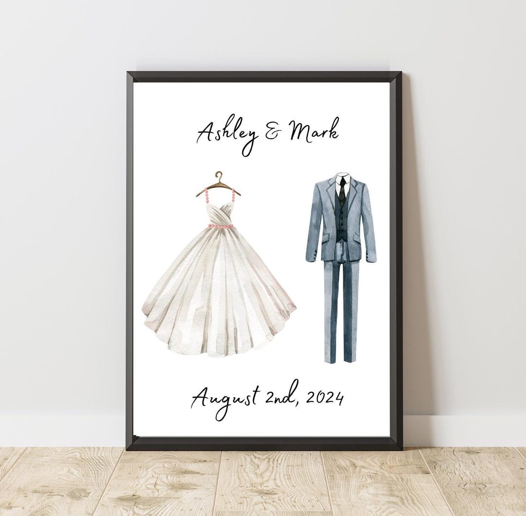 Personalized Wedding Wall Decor, Watercolor Wedding House Art, Print at