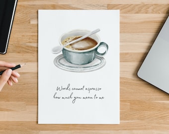 5x7 Card, Instant Download JPG/PNG, Print at Home Valentine's Day Card, Coffee Pun, Words Cannot Espresso, Envelope File Included